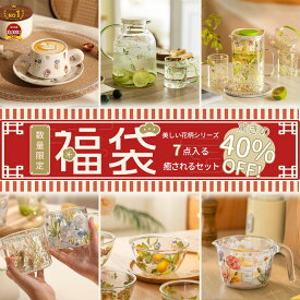 【数量限定・最大40%オフ】 2026福袋 美しい花柄シリーズ 7点入れ 選べる福袋 耐熱ガラスウォーターボトル 耐熱ガラスカップ かわいい メジャーカップ ボウル たっぷり人気商品クリスマス プレゼント キッチン用品福袋 新春 初売り Kiyokyou