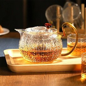 麦の穂 ムギノホ 400ml　600ml 耐熱ガラス ティーポット＆110mlティーカップ＆ティーウォーマー 琥珀色持ち手 茶こし付き ガラス製ポット 手作り ティーセット ジャンピング 紅茶ポット フルーツティー 花茶 工芸茶 ハーフティー に ガラス急須 健康茶器 IwaiLoft