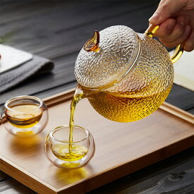 IwaiLoft 手作り 耐熱 雫 ティーポット ガラス 茶こし付き 琥珀色 ガラスポット 500ml 急須 持ちやすい 洗いやすい 紅茶ポット フルーツティー 花茶 工芸茶 に ガラス急須 直火可 ギフト 父 母 便利 お中元 お買い得セット