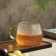 kiyokyou 雫 耐熱ガラス マグカップ タンブラー 400ml 琥珀色 ハンドル 食洗機対応 麦茶コップ ガラスコ…