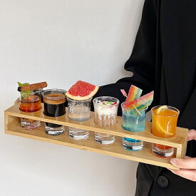 【6点セット】カクテルグラス ガラス 硝子 25ml 35ml 天然竹スタンド付き お酒コップ お猪口 お茶グラス ミニ ガラス・おちょこ ローグラス 日本酒 おしゃれ ソーダ硝子 パーティー bar クラブ用 来客用 ギフト プレゼント 誕生日 結婚祝い 内祝い kiyokyou