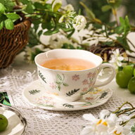 美しい 花柄 マグカップ＆プレート 白陶器 コップ カップ マグ ソーサー セット 洋食器 コーヒー 紅茶 レ…