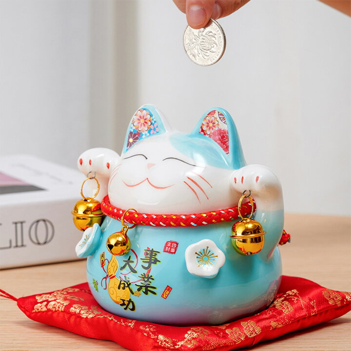 楽天市場】貯金箱 招き猫 まねきねこ 置物 縁起物 招福ねこにしき 