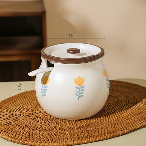 かわいい花柄 オイルポット 陶磁器 油ポット蓋&スプーン付き 調味料入れ セラミックス 油こし器 保存容器 揚げ物 鍋 油こし ポット 油入れ 天ぷら鍋 揚げ物鍋 油入れ 油さし 入れ容器 天ぷ