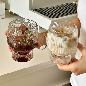 ぽっこりした グラス カップ デザート 360ml ガラスコップ かわいい タンブラー 脚付きカップ ウイスキー ハイボール ロックグラス おしゃれ シンプル 足付き アイスコーヒーカップ お酒 紅茶 ジュース コップ 来客用 新生活 母の日 プレゼント Kiyokyou