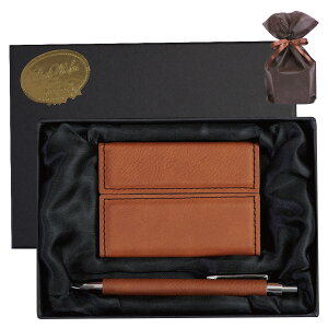 就職祝い 名刺ケース 革 プレゼント 旦那 男性 【 シンセティック レザー マグネット式 名刺入れ & ボールペン 2点 セット 】 名刺 入れ 名入れ おしゃれ 送別会 退職祝い メンズ レディース