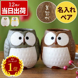 ＼ランキング1位／ 還暦祝い ペア お祝い プレゼント 両親 湯のみ ペアギフト 夫婦湯呑 名入れ 喜寿祝い 77歳 【 美濃焼 福来る ふくろう 湯呑み 】 名前入り ギフト 湯呑 かわいい フクロウ 祖父 祖母 夫婦 湯飲み 金婚式 結婚式 結婚記念日 還暦 古希 喜寿 米寿 70歳 80歳