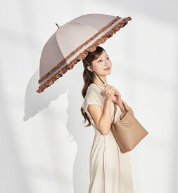 2026新色 日傘 完全遮光 長傘 晴雨兼用 深張り ドーム型 フリル ショート 傘 uvカット 紫外線対策 遮熱 軽量 耐風 撥水 雨傘 女性 レディース 1級遮光 ラタン 大きい colon frill【KIZAWA公式】