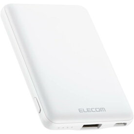 エレコム モバイルバッテリー 5000mAh 12W コンパクト 薄型 軽量 入力(Type-C×1) 出力(Type-C×1、USB-A×1) PSE認証 おまかせ充電対応 【iPhone Android 各種対応】 ホワイト DE-C37-5000WH