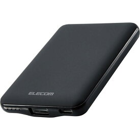 エレコム モバイルバッテリー 5000mAh Type-C×1 USB-A×1 薄型コンパクト モバイル バッテリー 薄型 コンパクト 12W ブラック EC-C04BK