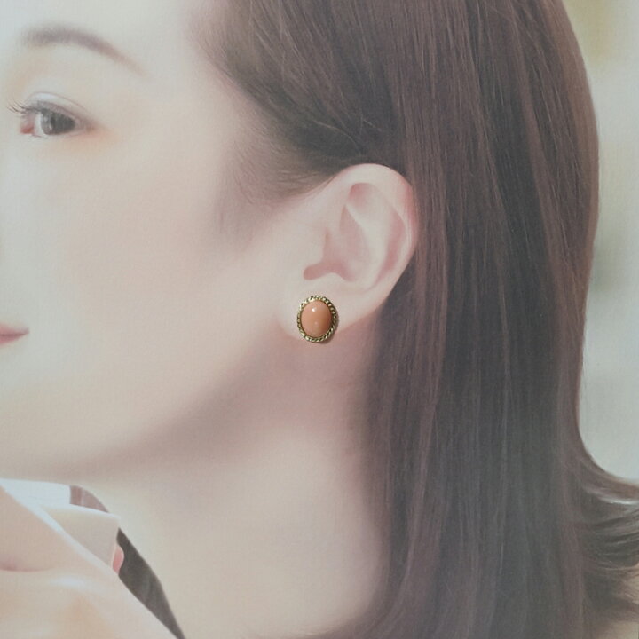 楽天市場】K18 深海珊瑚 ミスボケ ピアス オーバル 12×10mm スタッド 
