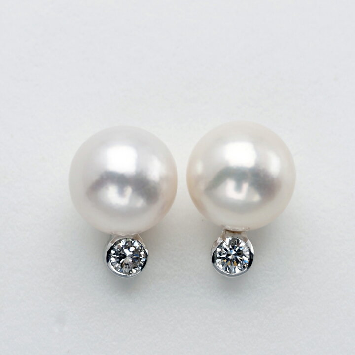 楽天市場】K14WG アコヤ本真珠/ダイヤモンド ピアス 7mm or 8mm パール 