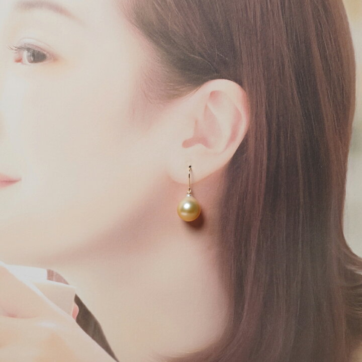 楽天市場】K18 南洋真珠 フック ピアス 12mm up ナチュラルゴールド  