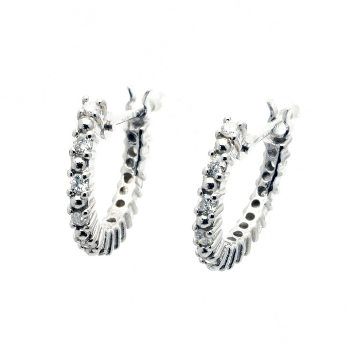楽天市場】K14WG 天然ダイヤモンド0.2ct フープピアス フル 