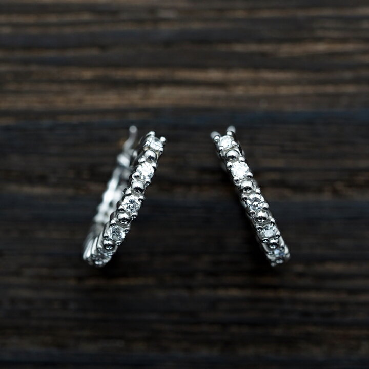 楽天市場】K14WG 天然ダイヤモンド0.2ct フープピアス フル  