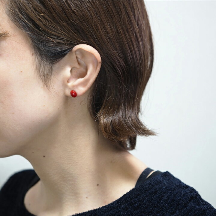 楽天市場】K18 血赤珊瑚 スタッド ピアス オーバル6×8mm 特選カラー 18 