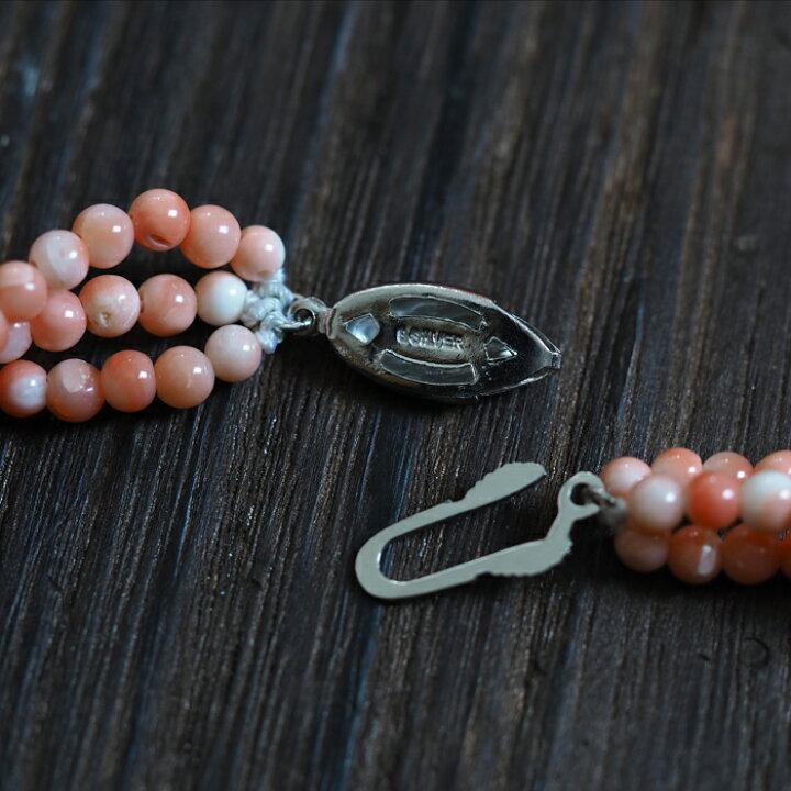 楽天市場】桃色珊瑚 3連 ツイストネックレス 52cm さんご サンゴ  