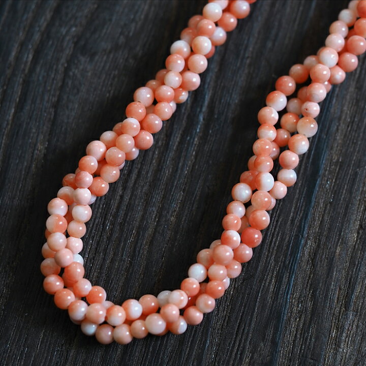 楽天市場】桃色珊瑚 3連 ツイストネックレス 52cm さんご サンゴ  