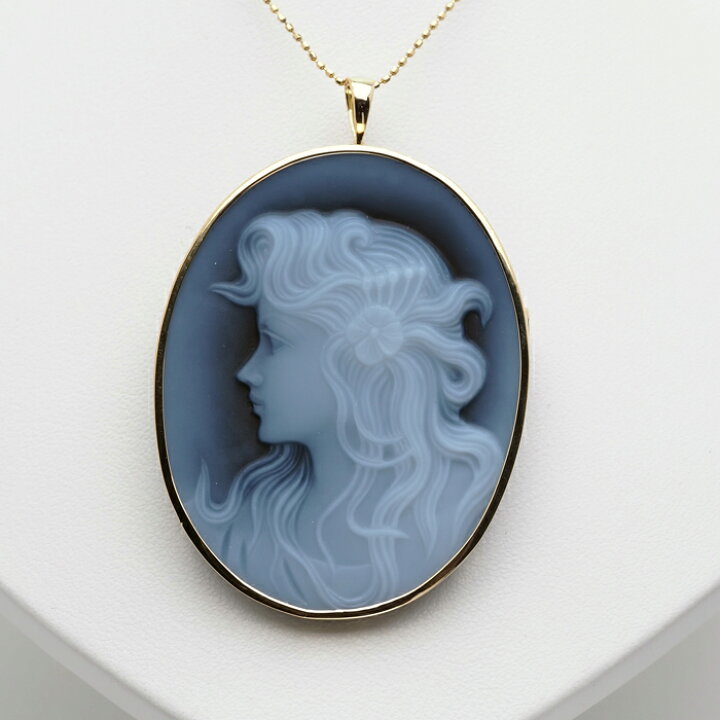 楽天市場】K18 メノウカメオ ペンダント ブローチ 35×45mm 18金  