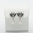 K18WG アコヤ本真珠 ハート イヤリング ネジ式 パール 18金 ホワイトゴールド イヤリング かわいい ぶら下がり 揺れる 大きめ 大ぶり 個性的 普段使い フォーマル 日本製