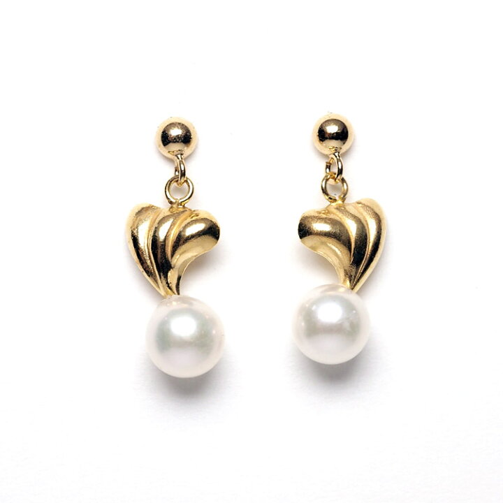 楽天市場】K18 アコヤ本真珠 ベビーパール ピアス リーフ あこや 18金  