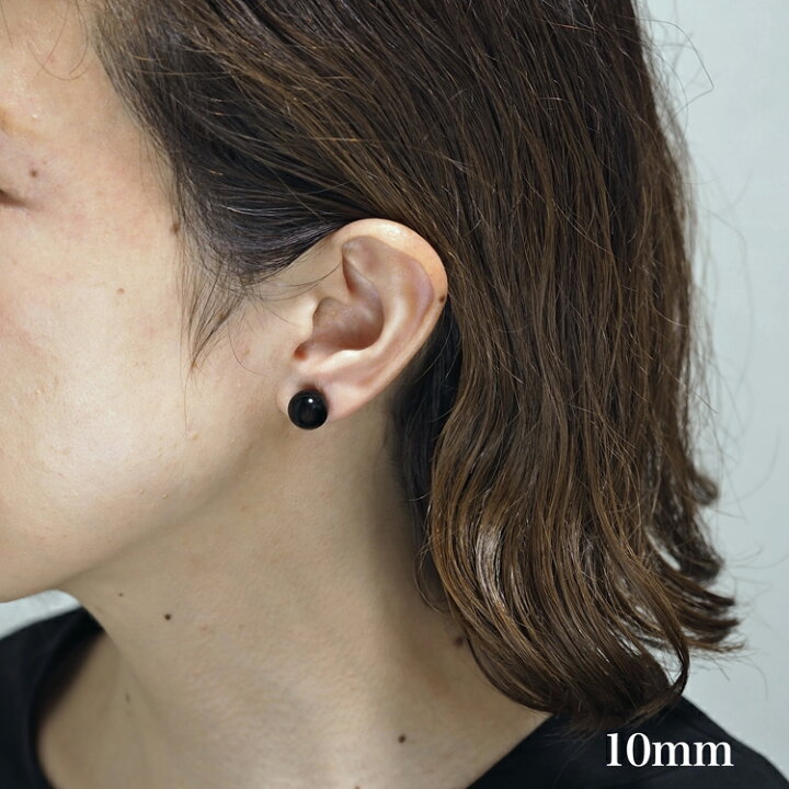 楽天市場】8mm/10mm ブラック オニキス ピアス K18/シルバー ポスト 