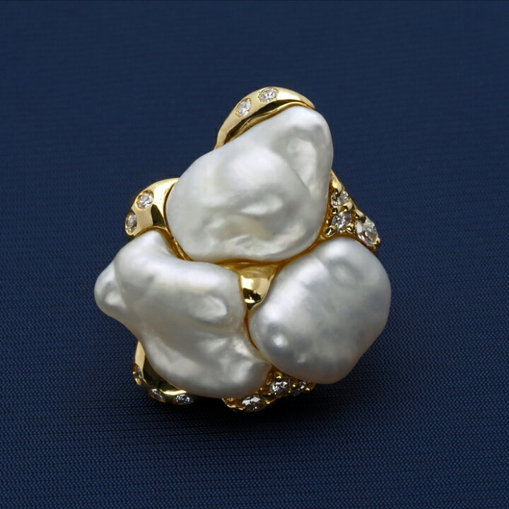 楽天市場】K18 南洋ケシ真珠 リング 白蝶パール 指輪 18金 イエロー  