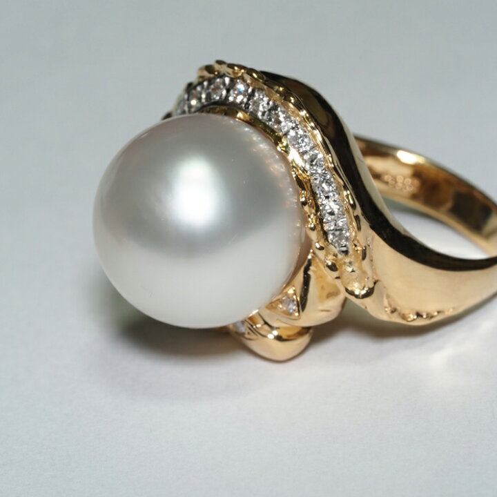 楽天市場】K18 南洋真珠 リング 白蝶パール 指輪 18金イエローゴールド  