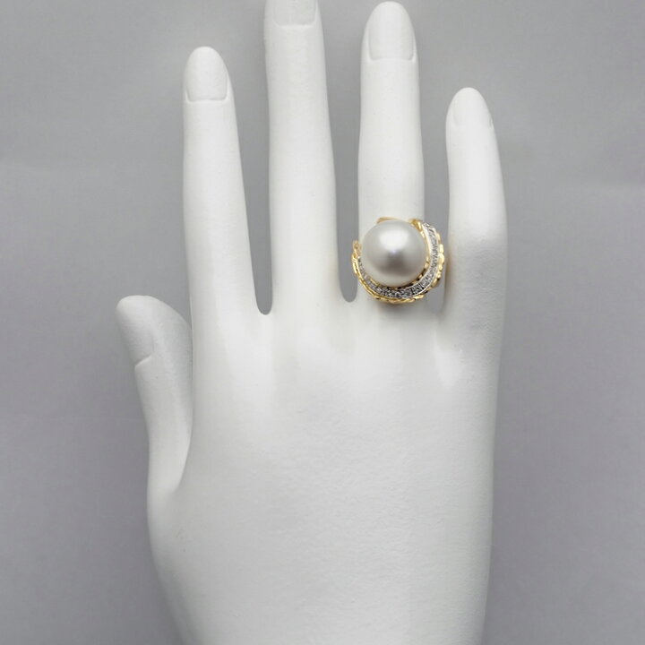 楽天市場】K18 南洋真珠 リング 白蝶パール 指輪 18金イエローゴールド  