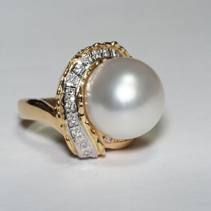 楽天市場】K18 南洋真珠 リング 白蝶パール 指輪 18金イエローゴールド  