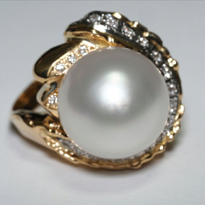 楽天市場】K18 南洋真珠 リング 白蝶パール 指輪 18金イエローゴールド  