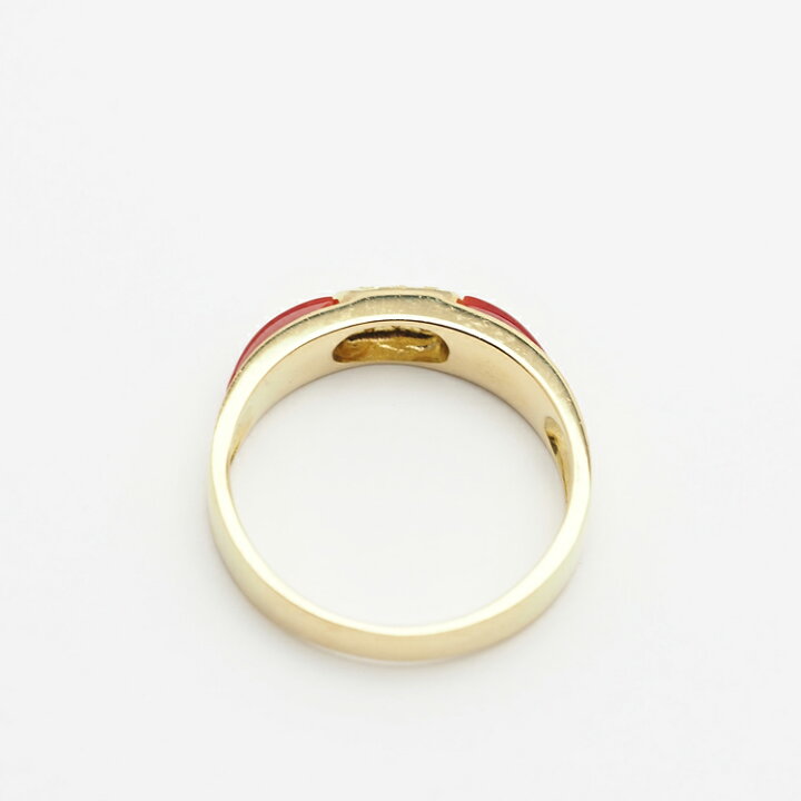 楽天市場】K18YG/K18WG 血赤珊瑚 リング 13号 サイズ直し可 18金  