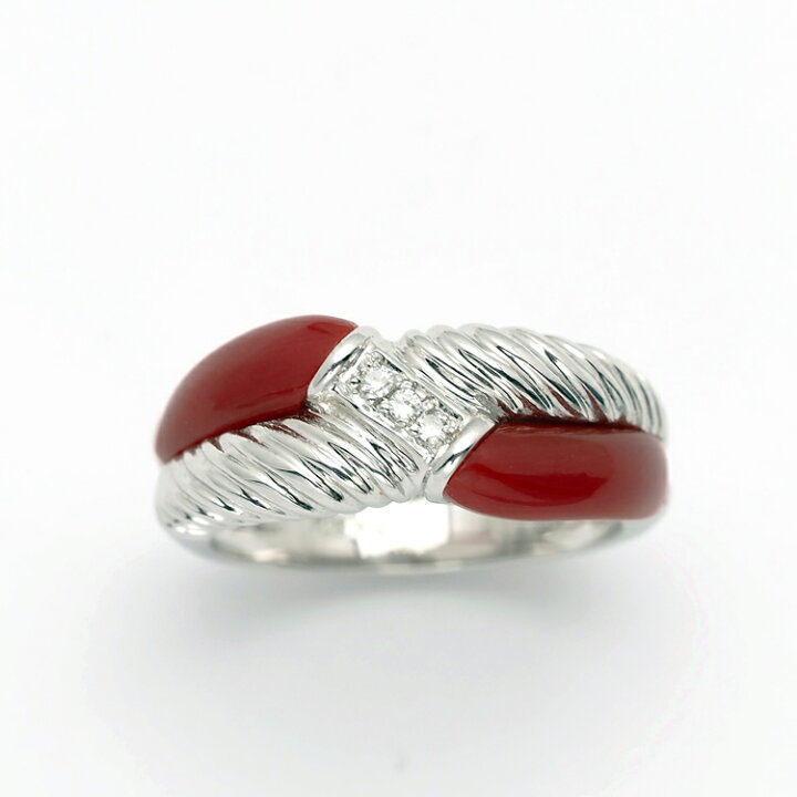 楽天市場】K18WG 血赤珊瑚 リング 12号 サイズ直し可 18金ホワイト  