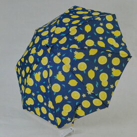 女性用 傘骨8本のジャンプ洋傘　60cm耐風骨レモン柄　色　イエロー・ブルー　MJ17740 レディース 雨傘