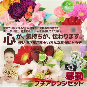 【送料無料フラワー】笑顔がいっぱい感動プチアレンジ3個セット