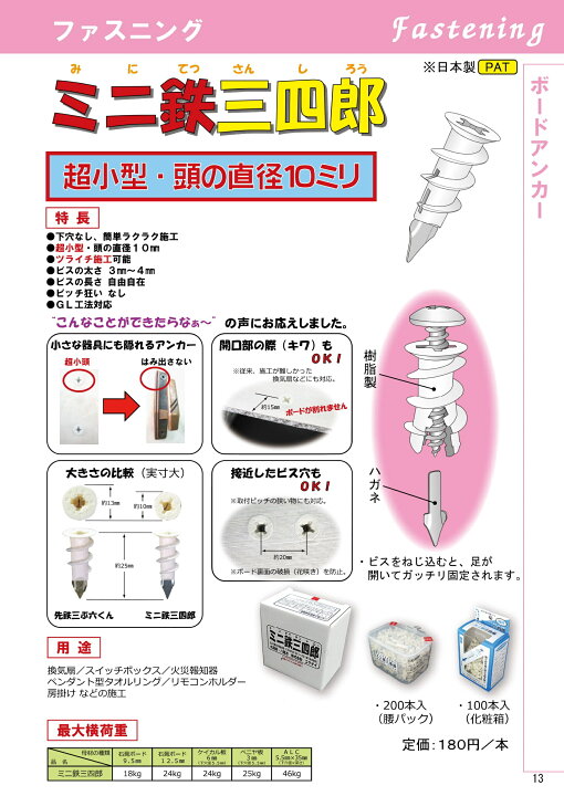 楽天市場】【14時までの注文で当日出荷】ボードアンカーミニ鉄三四郎 