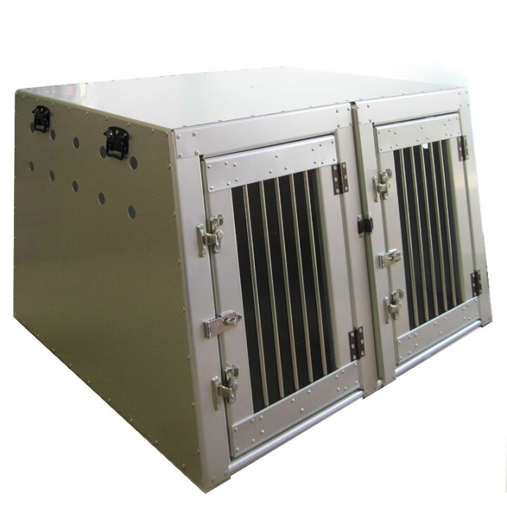 楽天市場】アルミ輸送犬舎 2頭用【幅95×奥行：天面62・底面75×高さ60cm  