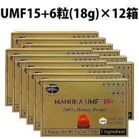 マヌカハニー キャンディ UMF 15+ 12箱 72粒 Honey Japan ハニージャパン ハニードロップレット マヌカ 蜂蜜 はちみつ 飴 のど飴 ドロップ 抗菌 贈り物 喉ケア 活性 自然食 100%成分マヌカハニー のどあめ ニュージーランド産 マヌカハニー100％ 喉 MANUKA 6粒入 umf15＋
