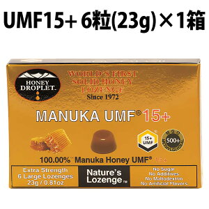 マヌカハニー キャンディ UMF 15+ 1箱 6粒 Honey Japan ハニージャパン ハニードロップレット マヌカ 蜂蜜 はちみつ 飴 のど飴 ドロップ 抗菌 贈り物 喉ケア 活性 自然食 100%成分マヌカハニー のど