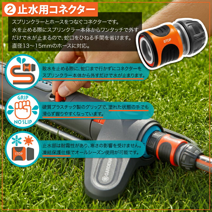 楽天市場】GARDENA 首振式スプリンクラー Aqua Zoom S ホース 