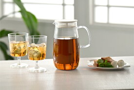 ハリオ レンジでかんたん麦茶ポット むぎちゃん 1.0L ホワイト XMP-1000-W 【日本製 HARIO お茶 ポット 簡単 沸かす 耐熱 ガラス 冷水筒 茶こし 夏 対策】