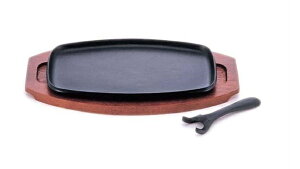 池永鉄工 IH対応 ごくうまグルメ IHハンバーグプレートBIG 1P 木台・専用ハンドル付