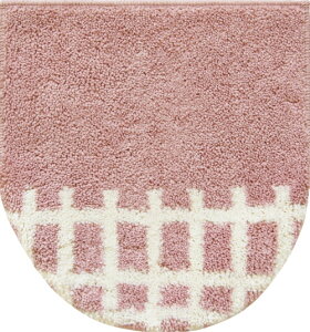 オカトー ナチュラル 兼用フタカバー チェックピンク 【トイレカバ? 吸着タイプ 普通型 O型 U型 北欧風 ふわふわ シンプル おしゃれ 1人暮らし 新生活】