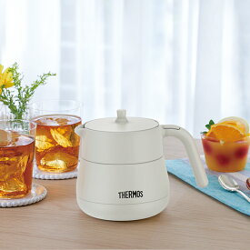 送料無料 サーモス TTE−450 LGY 真空断熱ティーポット 450ml ライトグレー【保温保冷/ホワイト/おしゃれ/シンプル/紅茶/お茶/プレゼントにも/ストレーナー付き】