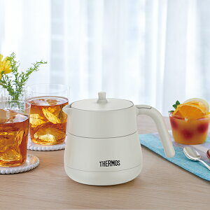 送料無料 サーモス TTE−450 LGY 真空断熱ティーポット 450ml ライトグレー【保温保冷/ホワイト/おしゃれ/シンプル/紅茶/お茶/プレゼントにも/ストレーナー付き】