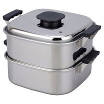 楽天市場】桃印18-0角型蒸器 29cm 3段の通販