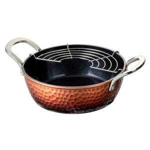 谷口金属 IH対応 槌目鍛造天ぷら鍋 22cm 網付き 【ガス火対応 IH対応 調理用品 調理道具 アルミ製 熱伝導 あみ付 お手入れ簡単 一人暮らし 新生活】