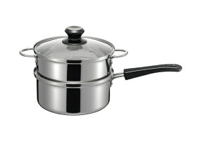 和平 烹味屋 RB-3256 IH対応 片手二段蒸し器 18cm 【ステンレス製 IH対応 ガス火対応 丈夫 片手鍋 強化ガラス 煮物 蒸し お手入れ簡単 新生活】