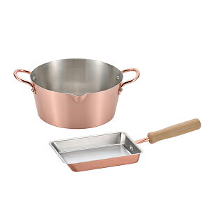 送料無料 和平フレイズ CS-050 千歳 銅玉子焼 12×18cm&銅揚げ鍋20cm