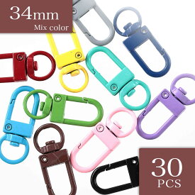 【2点以上まとめ買いで得得】 ナスカン カラフル キーホルダー パーツ 30個 金具 ハンドメイド アクセサリー 手芸 BD3054